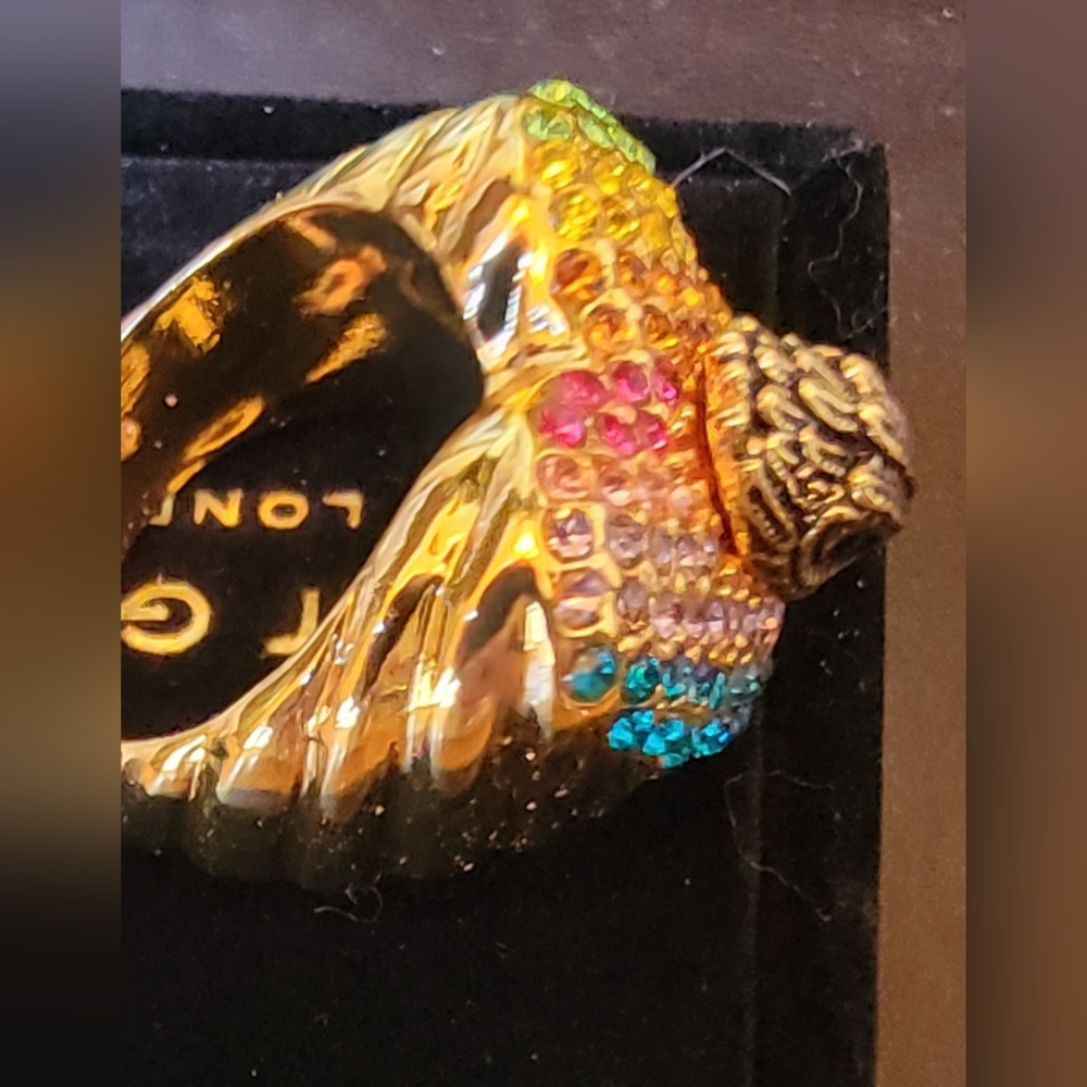NWT KURT GEIGER LONDON RAINBOW HEART EAGLE HEAD COCKTAIL RING 8 - Picture 3 of 11